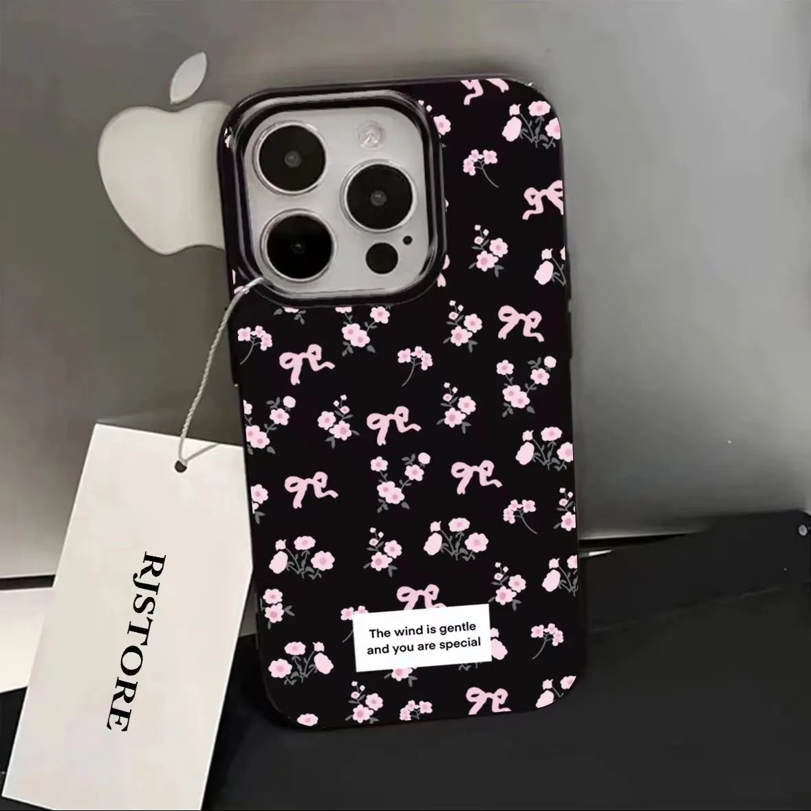 Bowknot Floral Design Suitable for Apple 17 16 Phone Case 15Promax Black 13/11 Light Luxury 12 Women Xr Soft 14