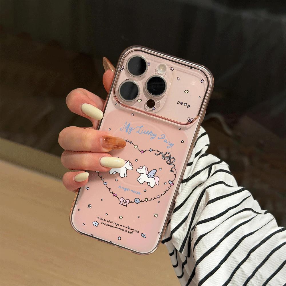 Angel Pony Instantly Transforms into 17 Magnetic Large Window Case Compatible with Apple 17 Pro Max Phone Case 16 Pro Pink 15 16