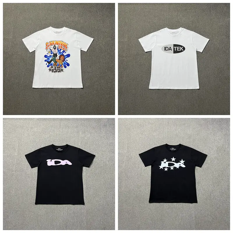 Ida t Shirt American High Street Fashion Brand Summer Unisex Loose Pure Cotton Round Neck Printed Short-Sleeved T-Shirt