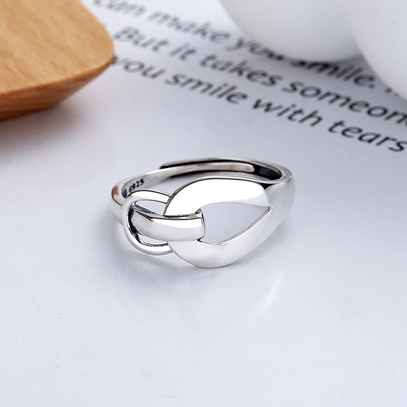 Kaiyi Fashion Simple Korean Style Smooth Irregular Geometric Buckle Design Adjustable Open Ring for Women Layered Wear