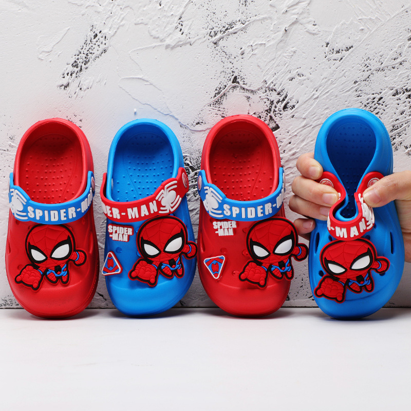 Disney Spider-Man Children's Slippers Cute Cartoon Non-Slip Indoor Home Use Baby Beach Crocs