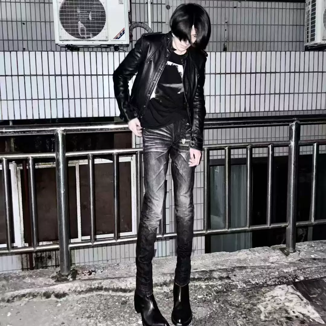 Tear Paradise Tear Dh First Generation Ghost Claw Black and Gray Slim-Fit Jeans Hediboy Skinny