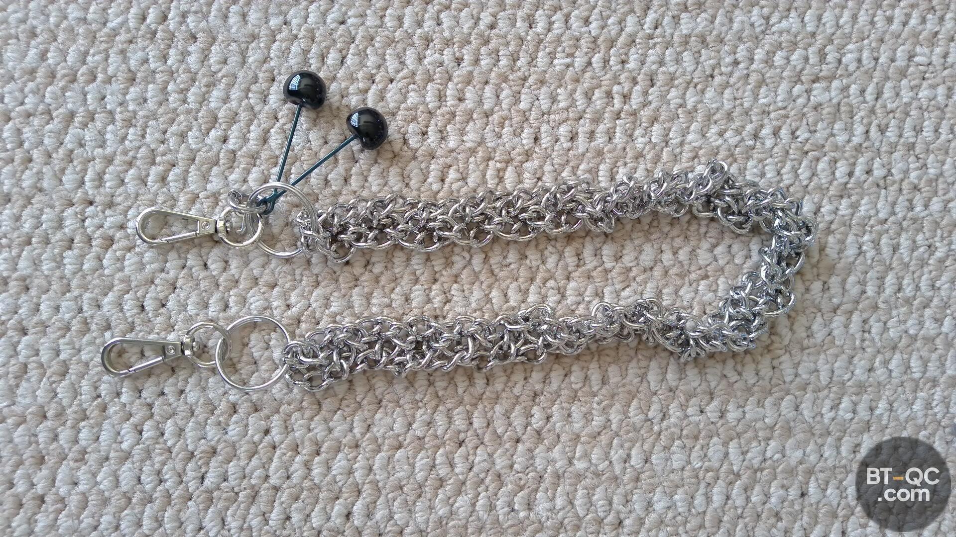 Raf Simons Silver Chain Bracelet with Black Beads QC