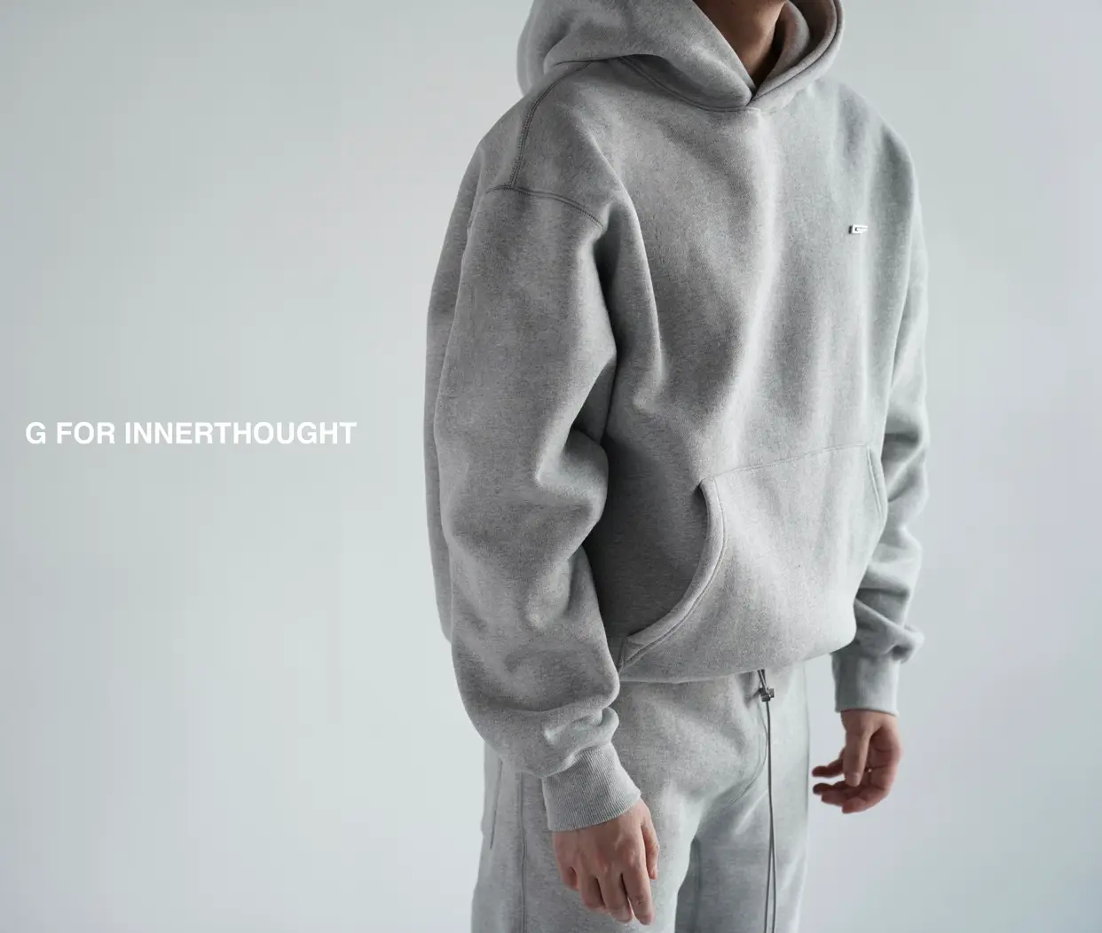 G for Inner Thought | D Brand Fleece Strong Twist Heavy weight Wide Cotton Hooded Sweatshirt Jogger Pants