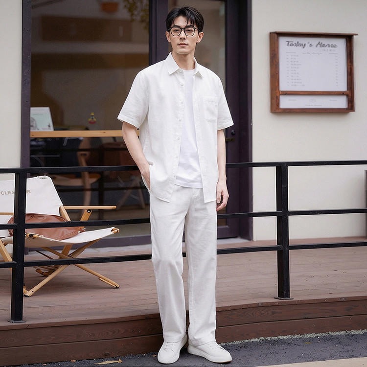 Short-Sleeved Shirts for Spring and Summer Work, Korean Style Trendy Youth Handsome Men's Business Casual Shirts Men's Suits