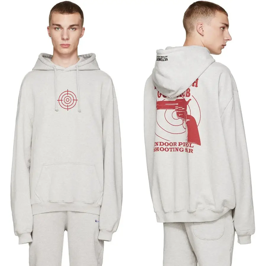VETEMENTS Gun Club Oversized Grey Hoodie