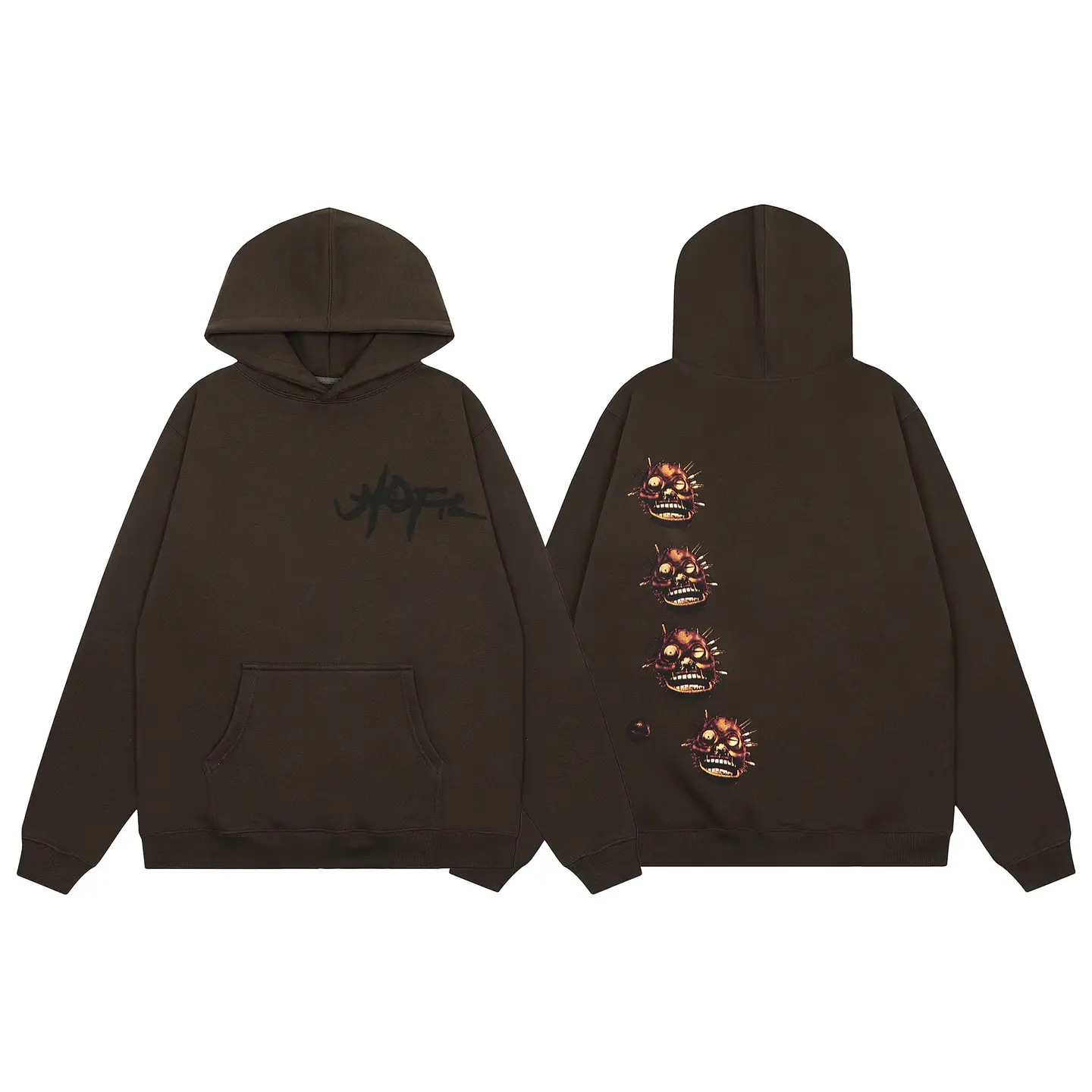 2023 American autumn and winter new graffiti printed hooded sweater INS European and American high street loose fleece-lined trendy hoodie