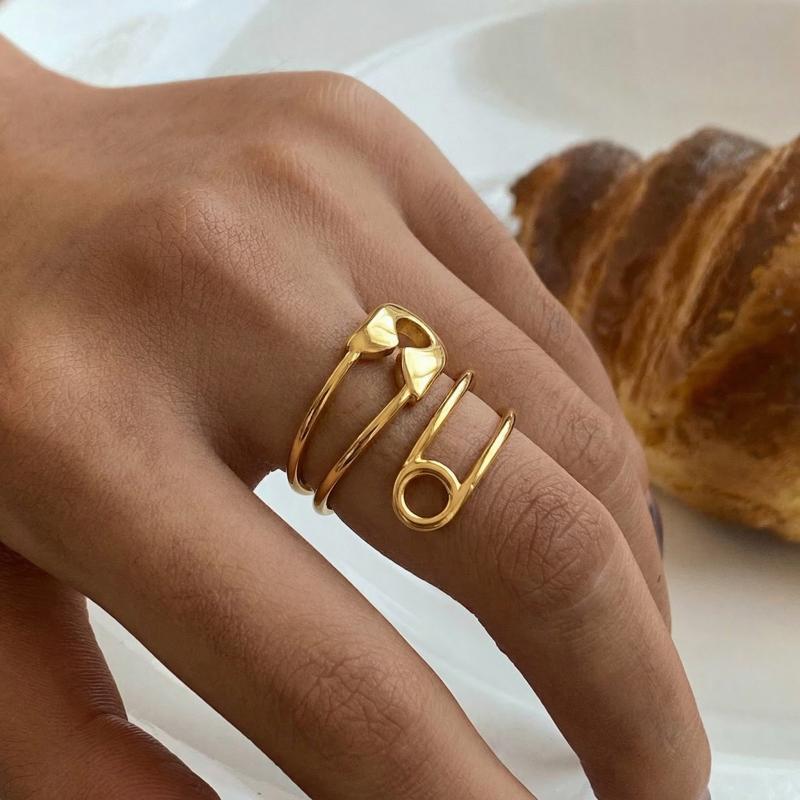 Geometric Design Paperclip-Shaped Color-Blocking Open Ring Cross-Border Trendy Personalized Minimalist Jewelry for Women Wholesale
