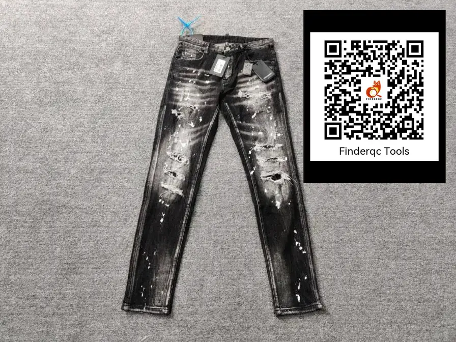 DSQUARED2 Men's Elastic Skinny Slim Fit Trousers Splash Ink Washed Black Patch