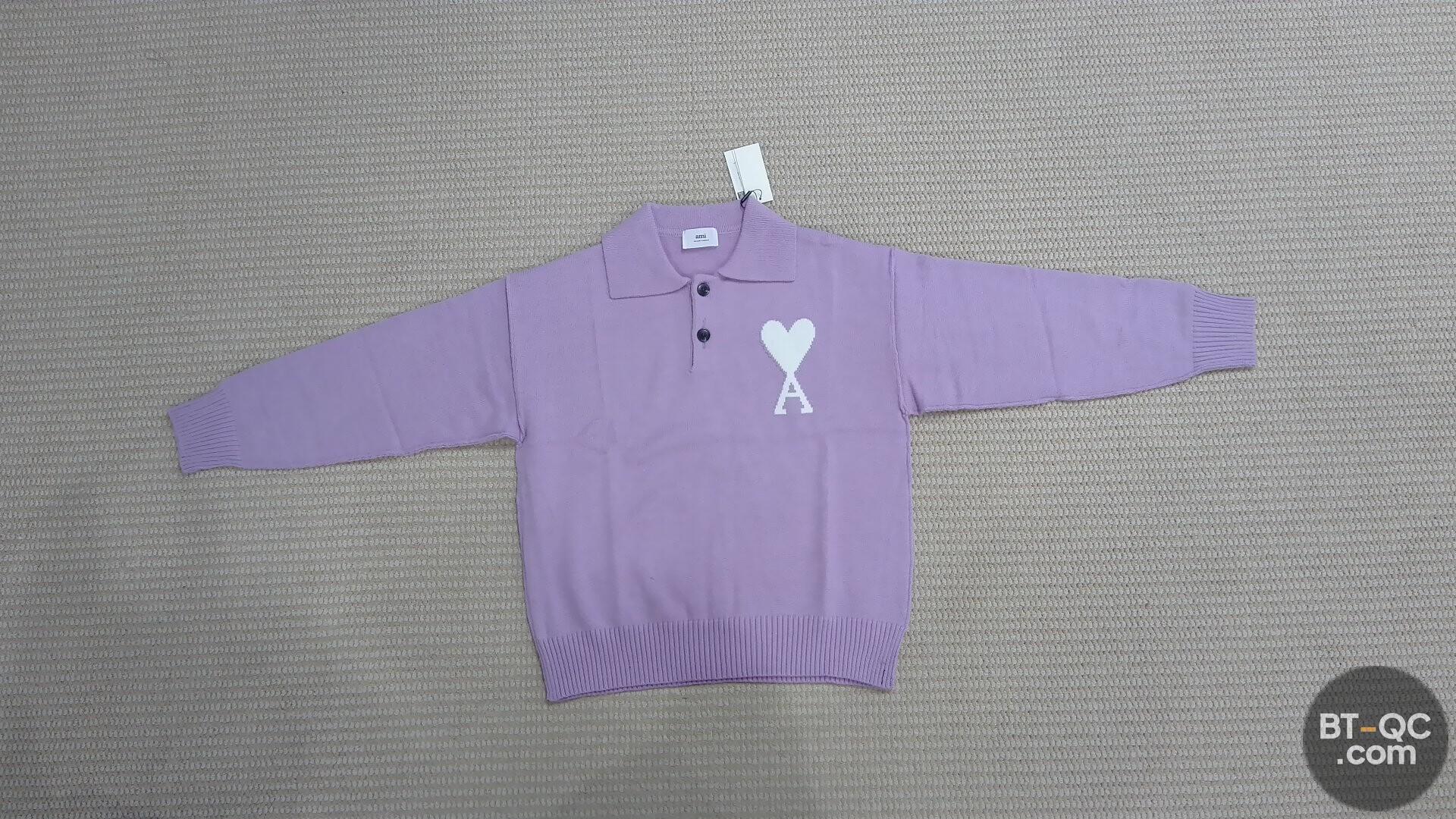 Ami Alexandre Mattiussi Lavender Heart Logo Polo Sweater QC