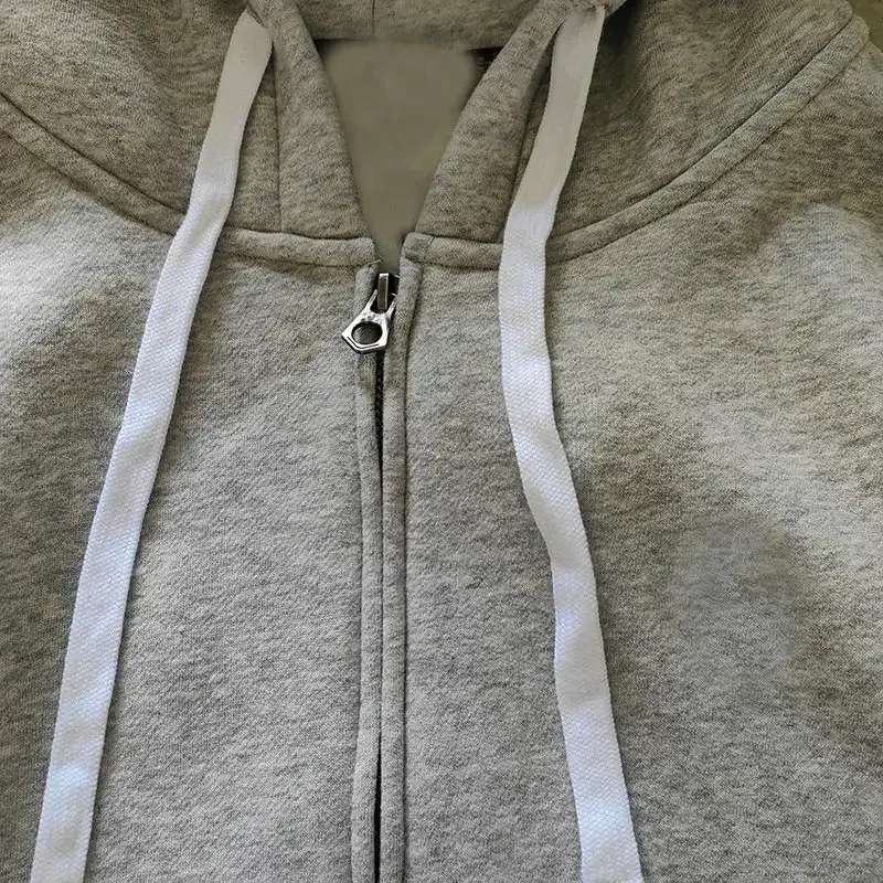 2023 Spring and Autumn Men's Sweatshirt Zipper Hooded Fleece Warm Embroidered Straight Men's Jacket Youth Sports Casual
