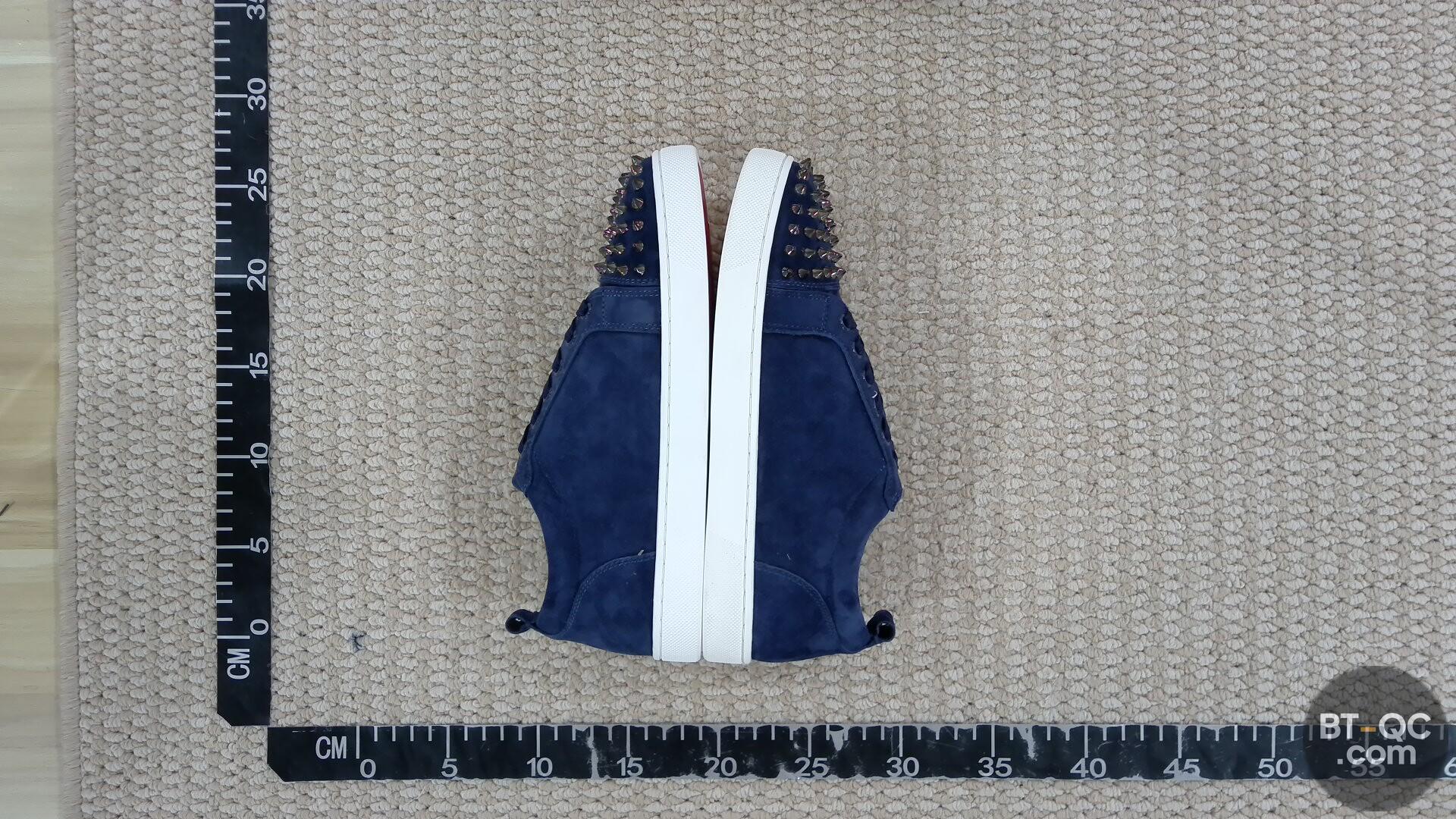 Christian Louboutin Louis Spikes Navy Suede Sneakers QC