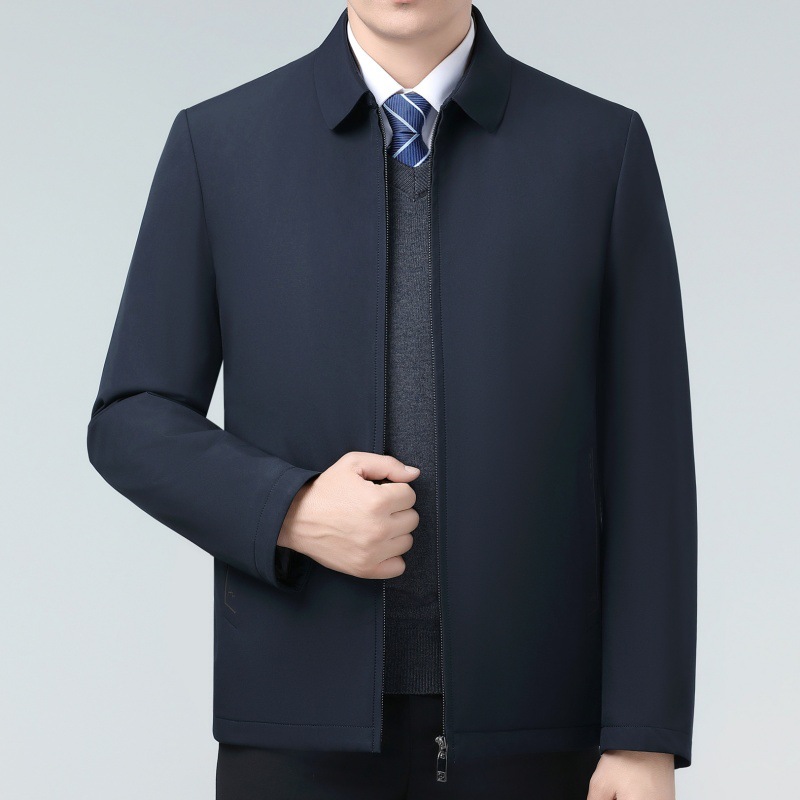 Middle-aged and elderly light cotton-padded jacket men's father's autumn and winter thickened casual coat for middle-aged men's lapel down cotton-padded jacket