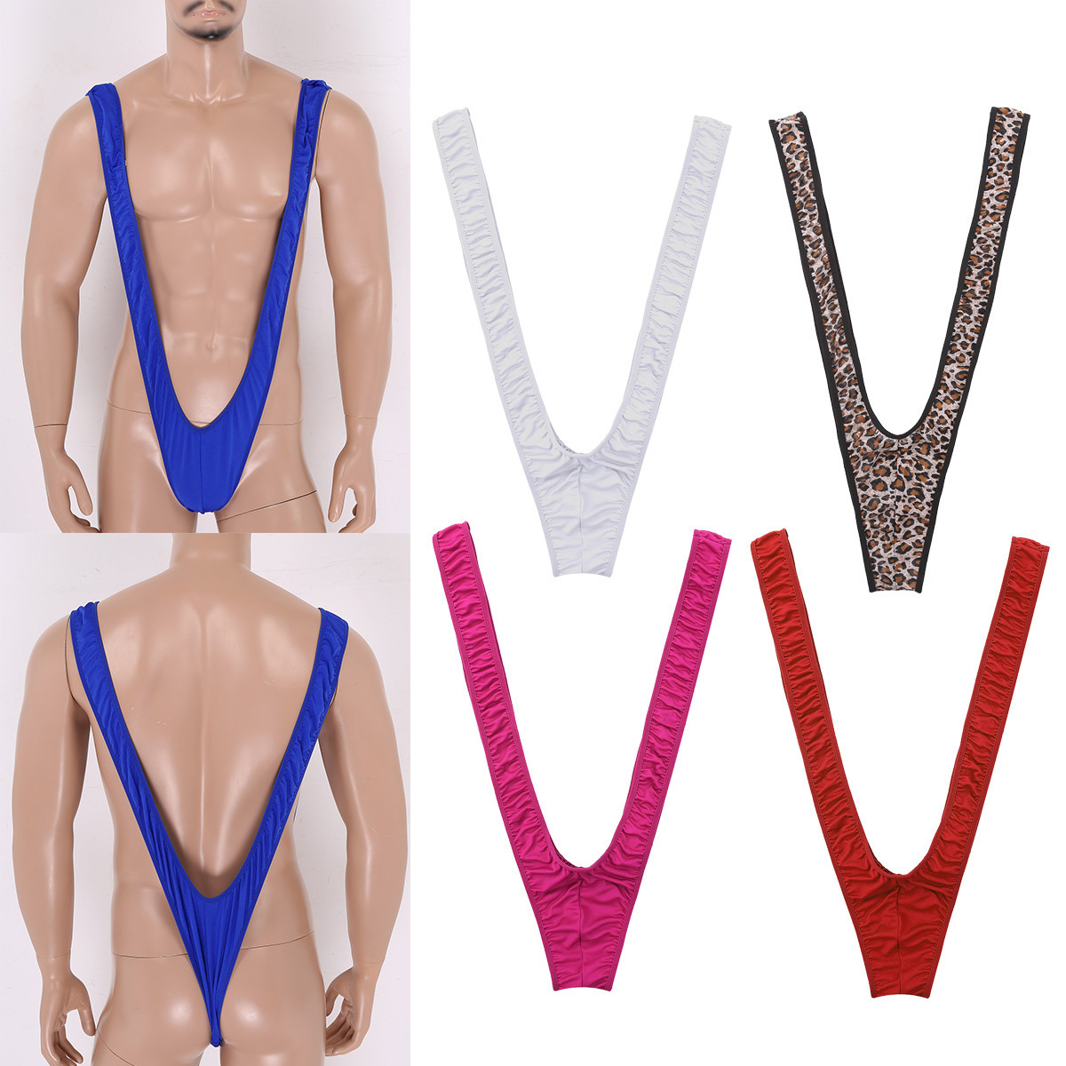 European and American men's sexy deep V-belt pants foreign trade AliExpress sexy high slit open back beach bikini one-piece