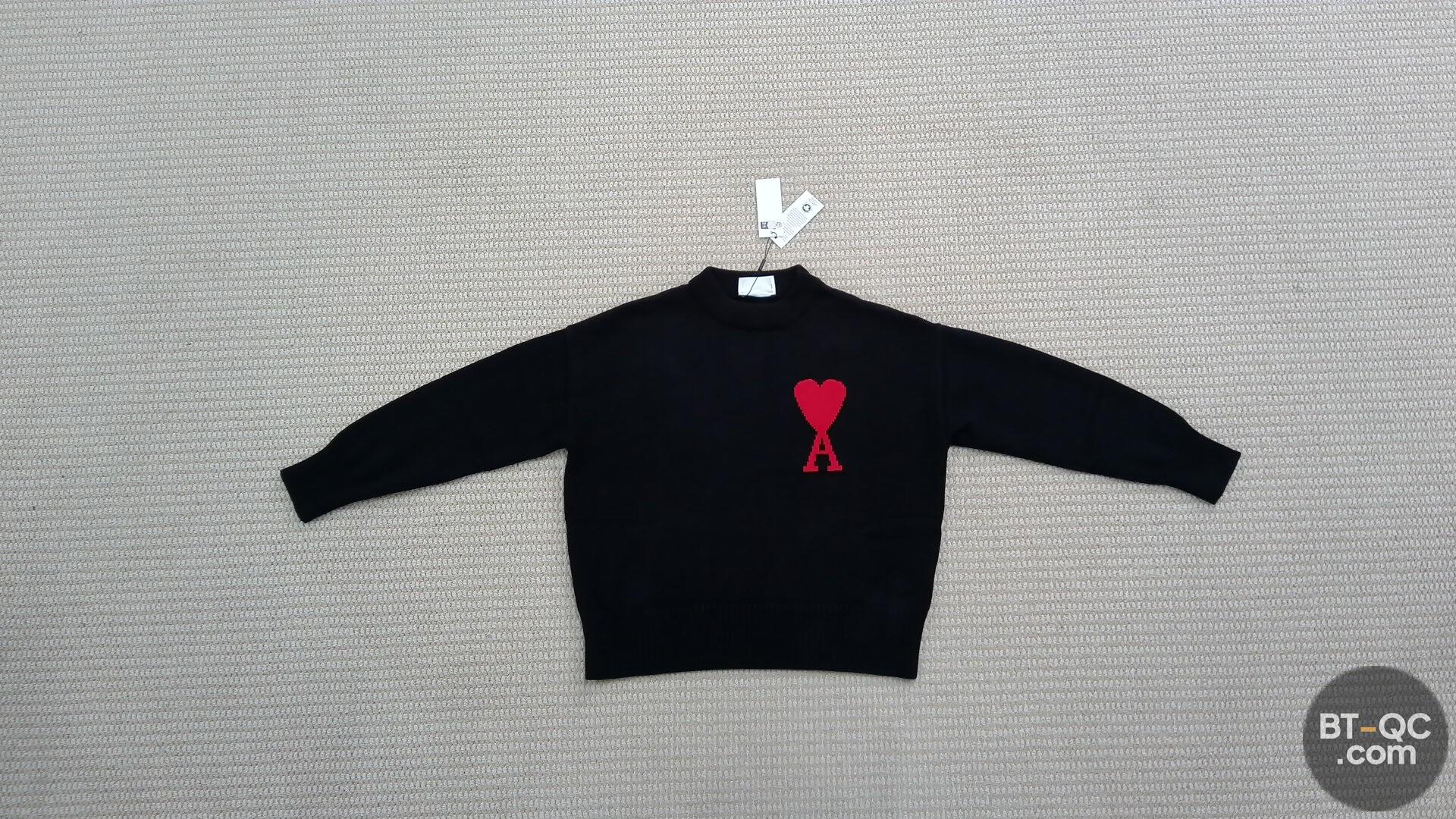 Ami Alexandre Mattiussi Black Sweater Red Ami de Coeur QC