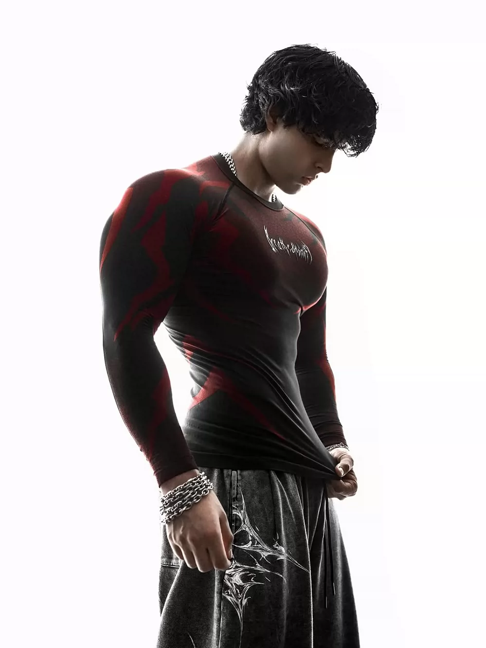 Breathedivinity American-Style Tight-Fitting High-Elastic Long-Sleeved Sports T-Shirt for Male Athletes to Show Muscles during Sports and Fitness Training