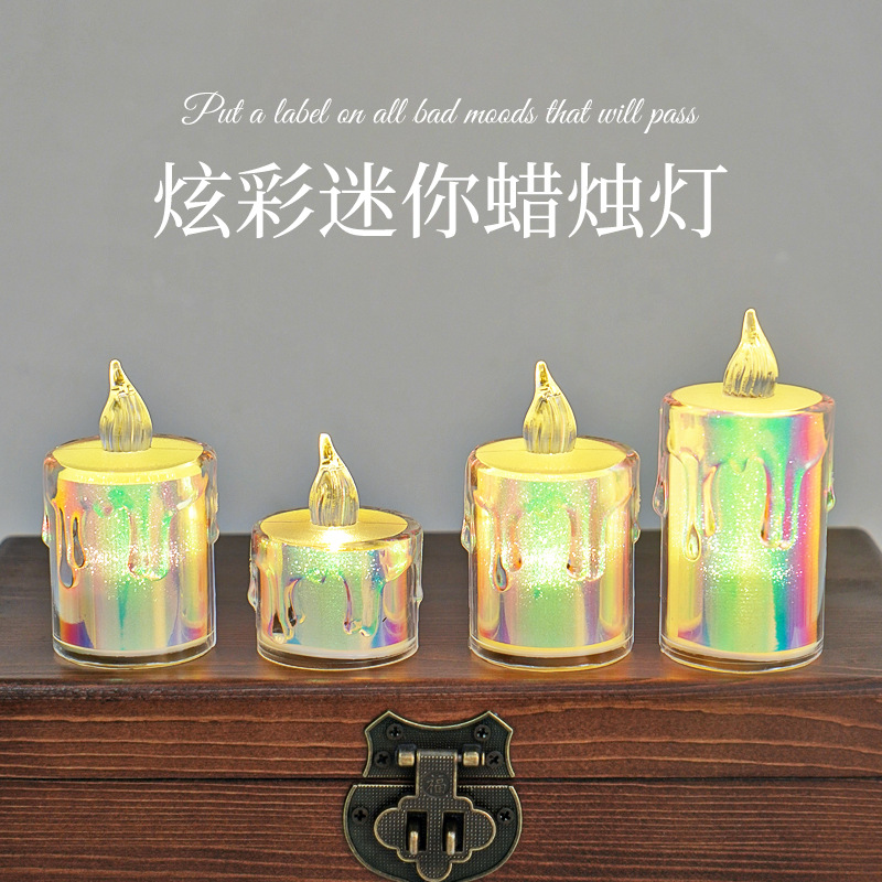 LED simulation colorful candle lamp creative nightlight decorative atmosphere lamp bedroom bedside lamp Tanabata confession props