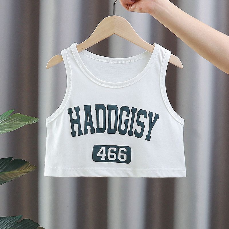 Girls' Summer Vest Baby's Western Style Children's Personalized Trendy Korean-style Hong Kong-style Letter Printed Short Street Dance Navel Dress