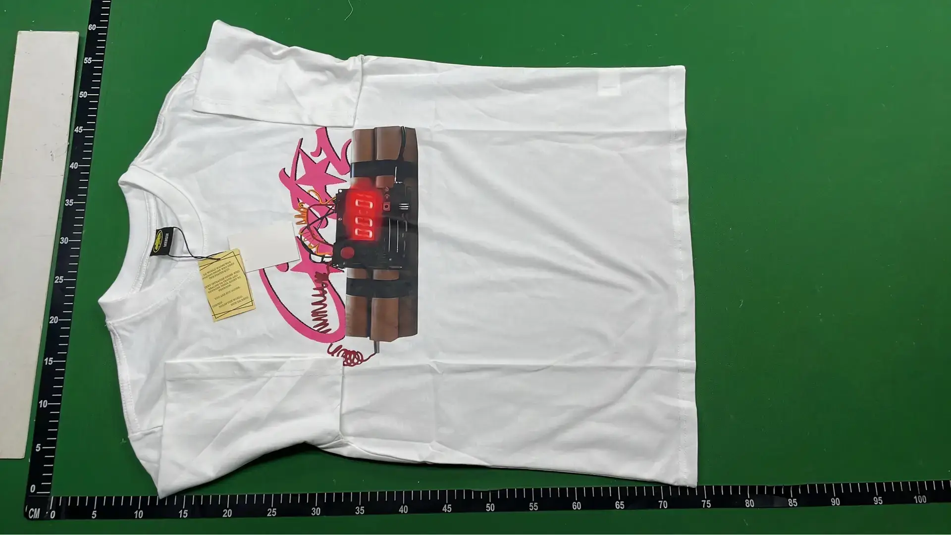 White T-shirt with bomb graphic
