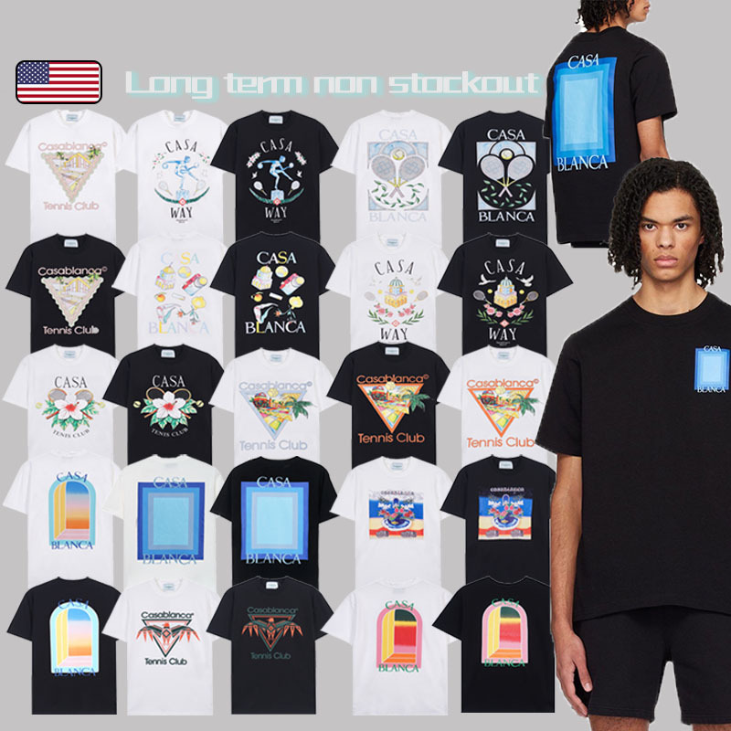 Cross-border Trade Casablanca Spring and Summer New Painted Ranketwork Printing CASA Star Same Short-sleeved T-shirt