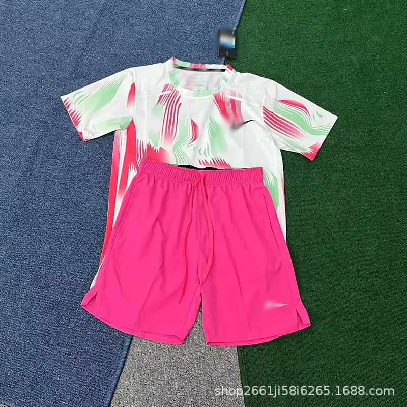 Summer Ice Silk Quick-Drying Sports Short-Sleeved Suit, Loose, Breathable, Casual Running, Thin, Unisex Marathon Suit
