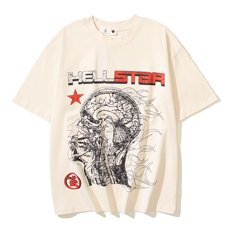 2024 American INS hip hop rapper half sleeve facial deconstruction print loose short sleeve T-shirt men and women same fashion