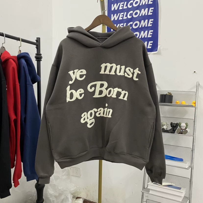 Kanye Kanye's same style Ye Must Be Born Again letter foam printed couple hoodie sweatshirt