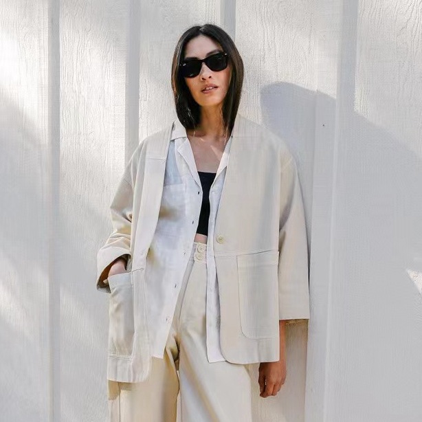 [Le Ding Garment] New Retro Loose Profile Collarless Suit Jacket for Women
