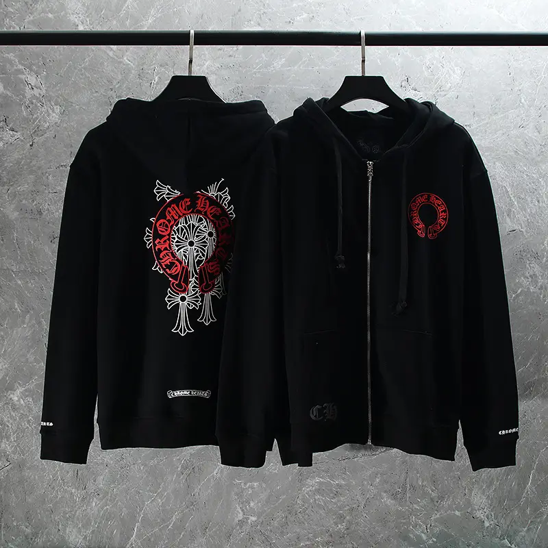 25Ss Correct Version of Chrome Horseshoe Thorn Zipper Hooded Sweatshirt Early Spring New Style