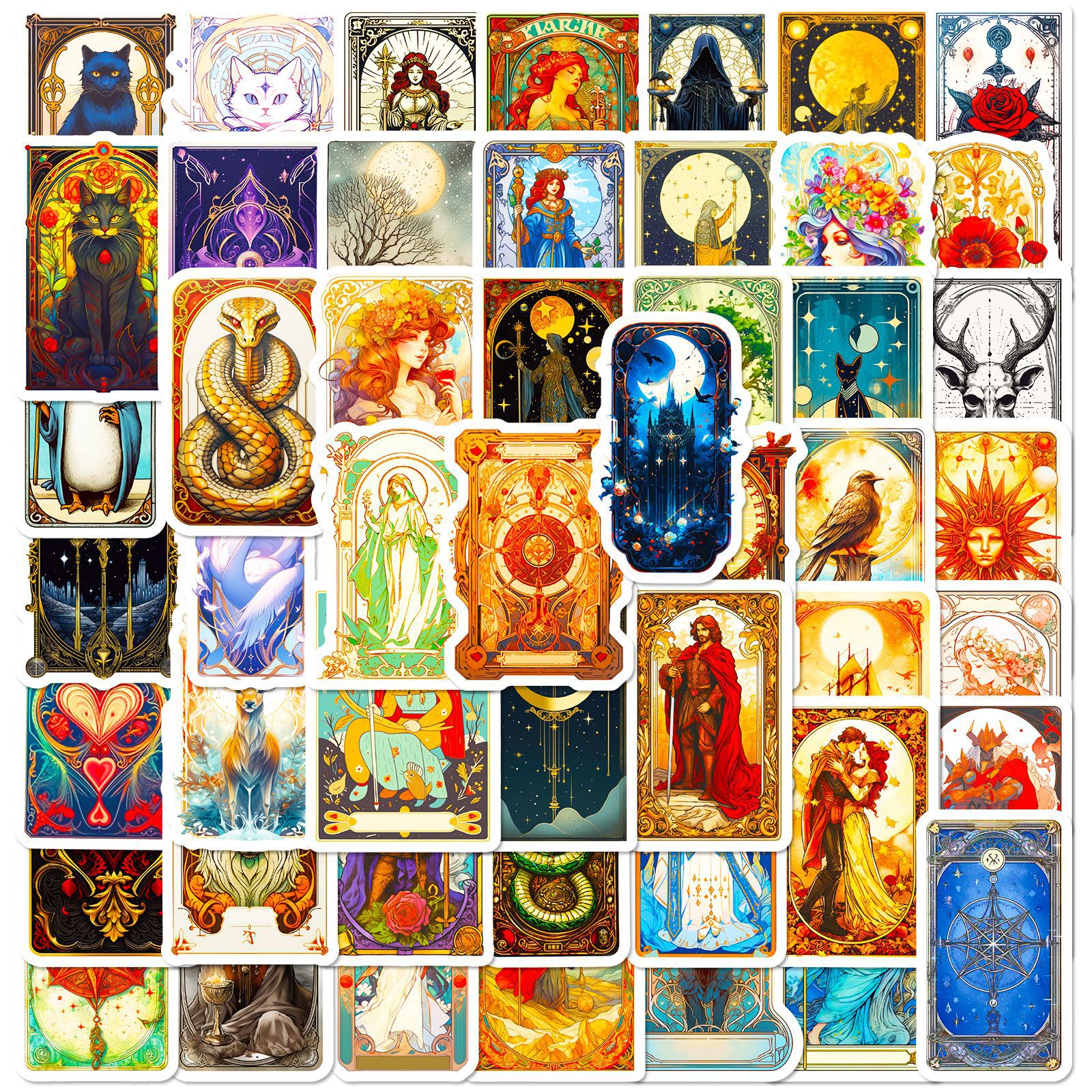 50 Pieces of Dreamy Tarot Card Stickers Are a Hit on Temu, Featuring a Unique Retro Style Tarot Graffiti Sticker Design