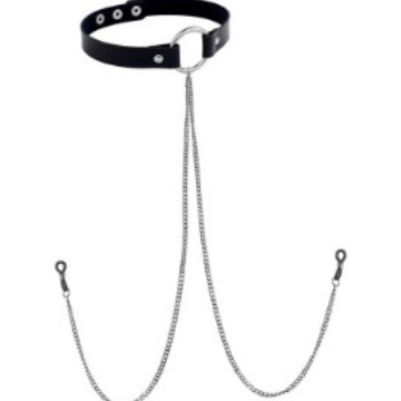 Cross-Border Choker Necklace in European and American Harajuku Punk Style, Pu Leather Studded Heart Choker, Neck Strap, Choker Necklace, Neck Chain, Nipple Clamps