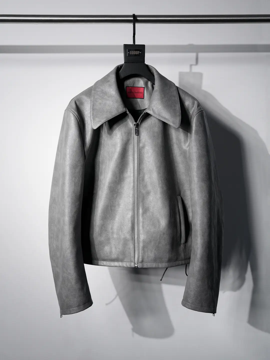 EODUP "Yuwu" Deqian Retro Shoulder Shaped Metal Dragon Ridge Pioneer Stand up Collar Curved Blade Sleeve Leather Jacket