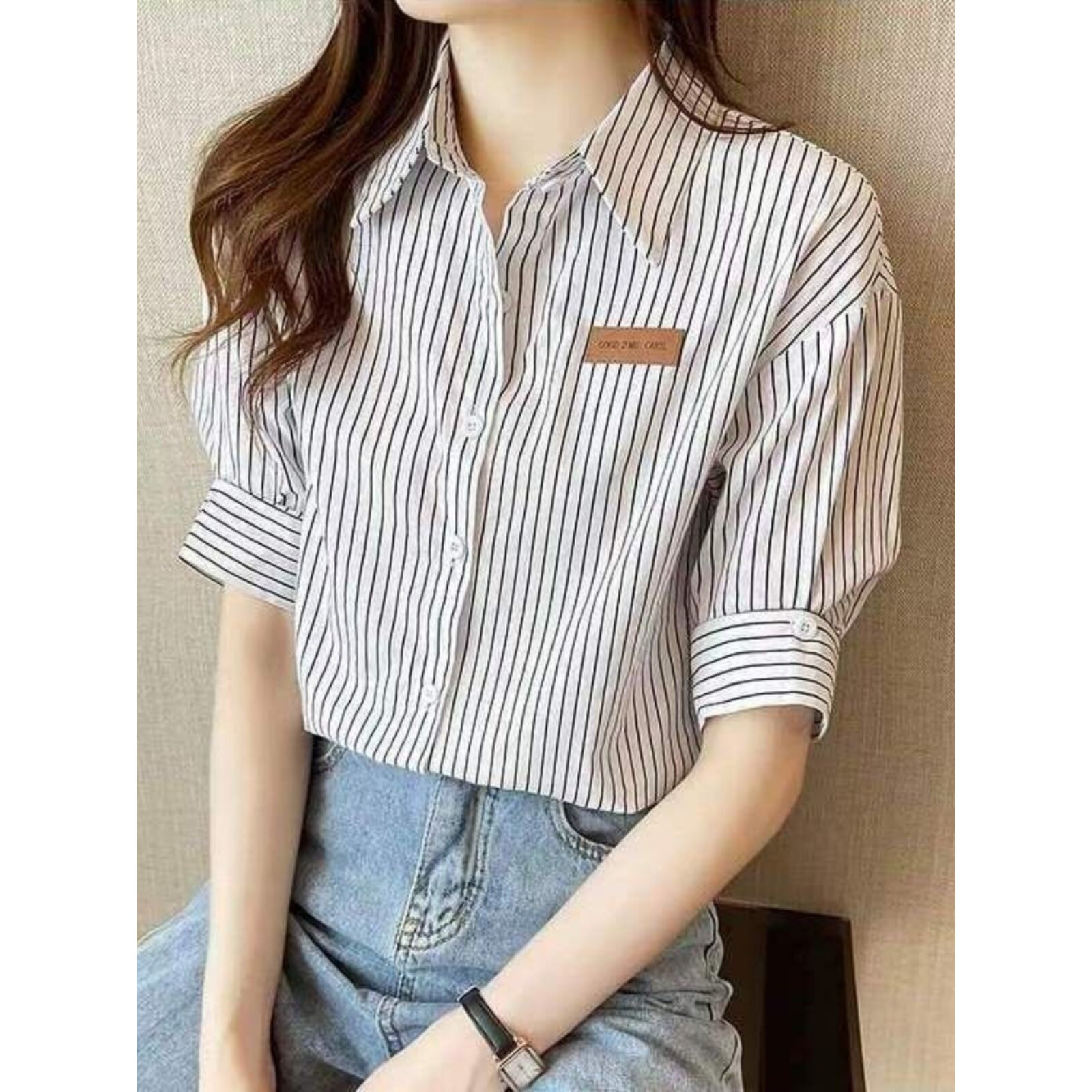 Summer Three-Quarter Sleeve Shirt for Women, New Short-Sleeve High-End Fashion Versatile French-Style Niche Top, Stylish Blouse