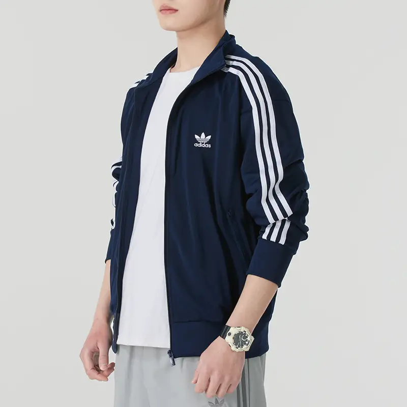 Adidas Clover Stand Collar jacket Men's 2025 Spring New arrival Blue Sportswear Casual Outwear Cardigan