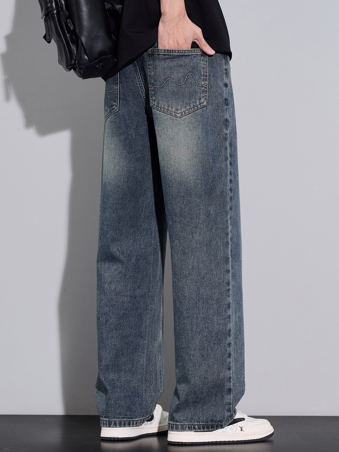 Factory Direct Sales 2026 Spring and Summer New American Retro Wide-Leg Jeans Men's Straight Loose Casual Men's Pants