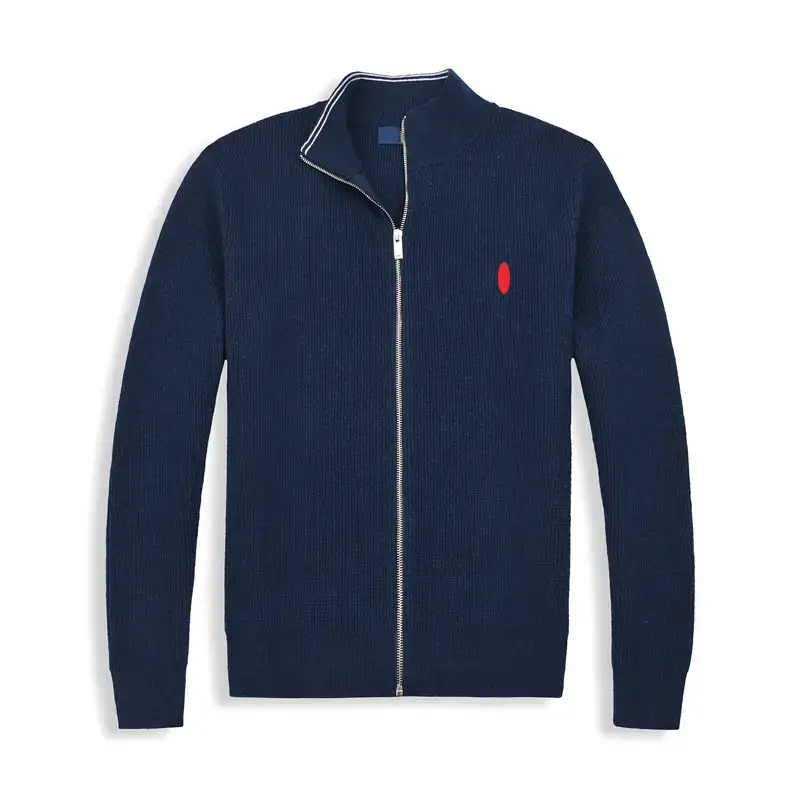 Cross-border Men's Sweater Autumn and Winter Stand Collar Twist Knitted Sweater Business Casual Wool Blended Full Pull Cardigan Sweater