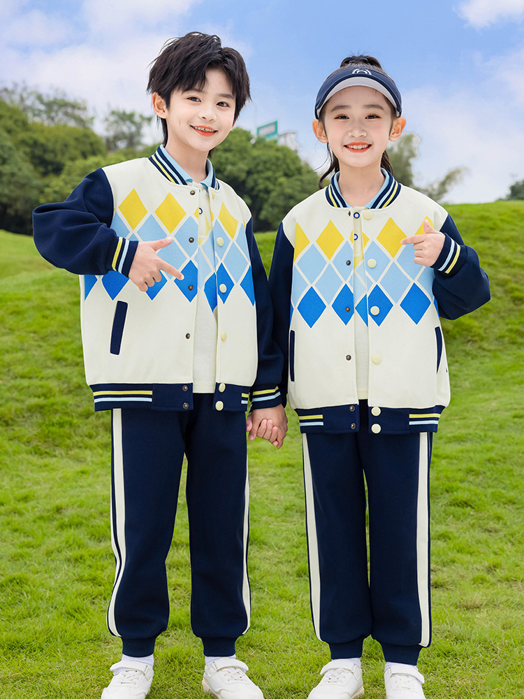School Uniform suit Primary School Students' Spring and Autumn Clothes Sports Meeting Class Uniform Three-piece Kindergarten Garden Uniform Spring Children's Baseball Uniform
