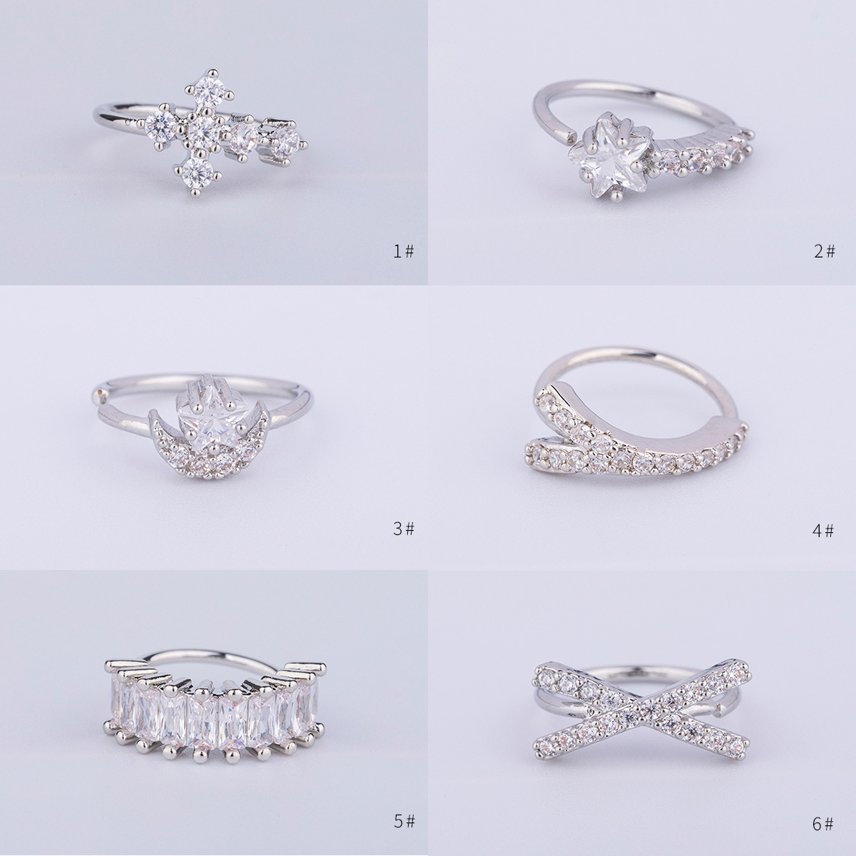 New Hole-free Lip Ring Nose Ring Dual-purpose Five-pointed Star Moon Lip Ring Amazon Cross-border Piercing Lip Ring Lip Nail Nose Nail