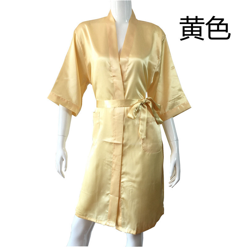 Pajamas for Women Summer Ice Silk Thin Bathrobe Sexy Long Nightgown Spring & Fall Bridal Dressing Gown Bridesmaid Dress Japanese Kimono