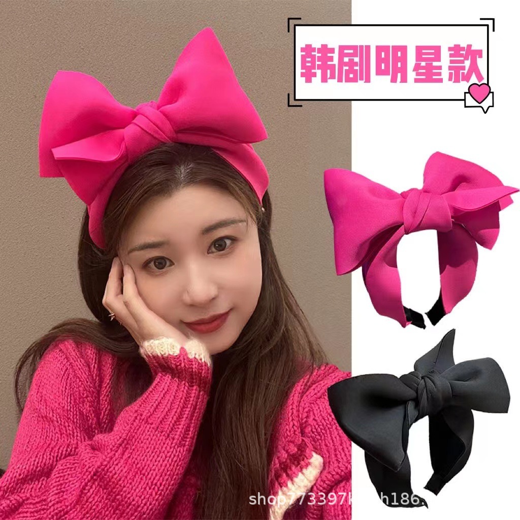 Dopamine hair accessories Li Xiaolu same style Klein blue big bow headband high Skull top vertical high sense hairpin