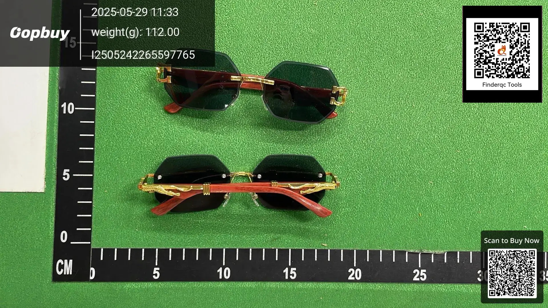 Cartier Oval Sunglasses Gold Red Wood Frame Green Lens