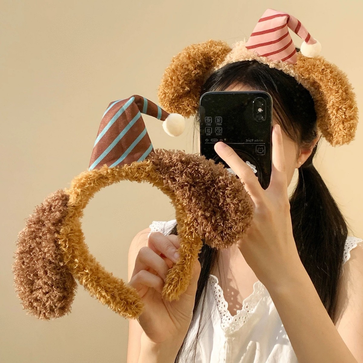 Cute Hat Plush Puppy Ears Headband Female Cartoon Hair Accessories Face Wash Mask Photo Headband Amusement Park