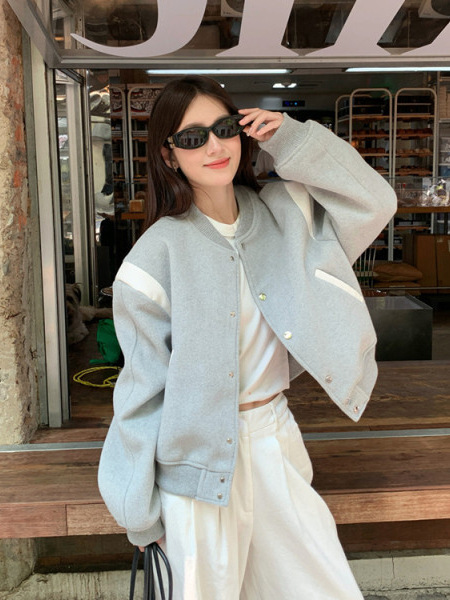 Early Autumn Gray Baseball Suit Coat Women's 2025 Spring and Autumn New Explosions Small Loose Jacket Early Autumn Short Top