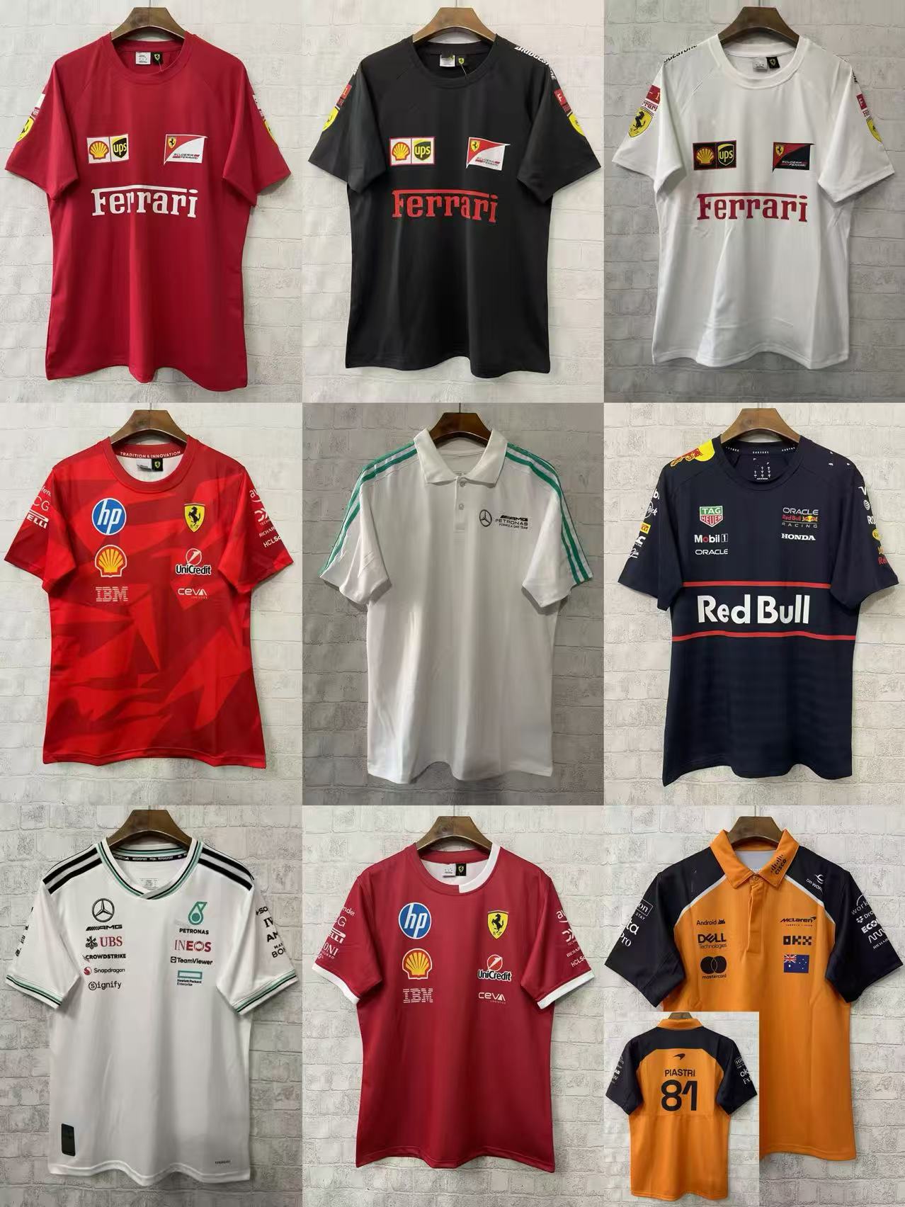 F1 Formula Racing Suit Mercedes Ferrari Mclaren Red Bull Motorcycle Racing Suit Sports Casual Short Sleeve Foto QC de 1688 na Qualit.ly