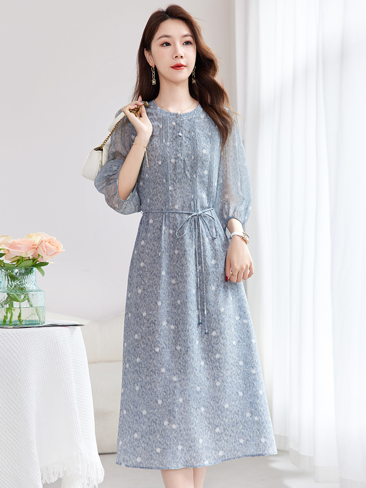 Hangzhou Silk Dress for Women 2026 Summer New Style Elegant Waist-Cinching Slimming Mulberry Silk Dress