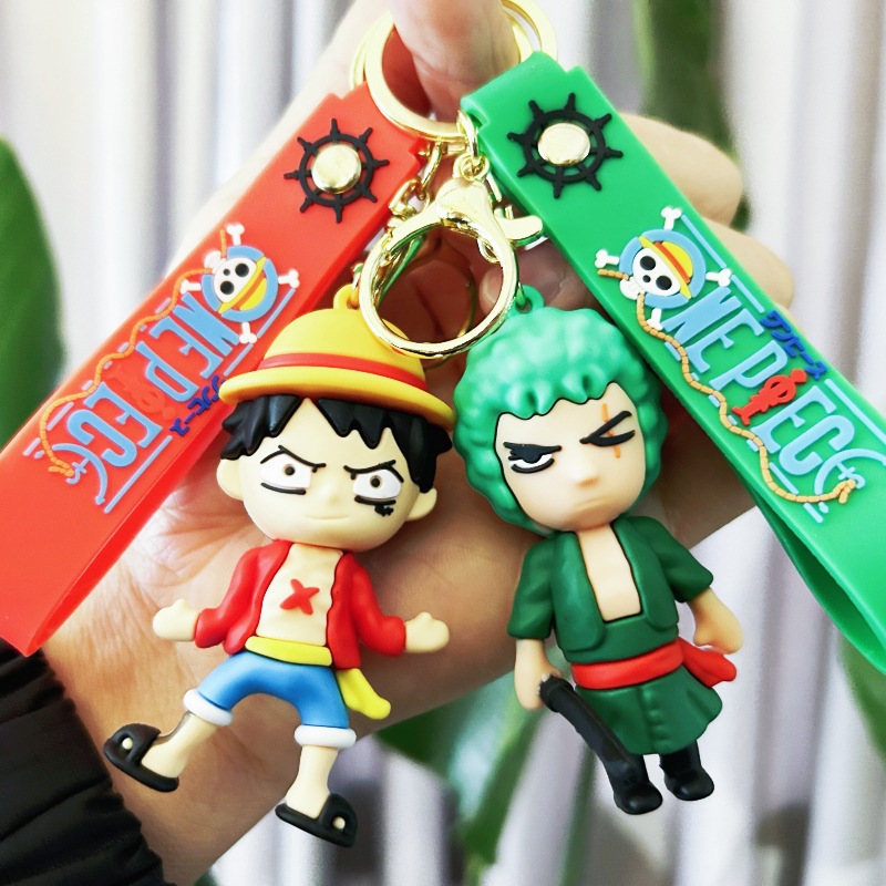 Cross-border one piece cartoon keychain car key chain accessories Luffy Sauron schoolbag pendant small gift