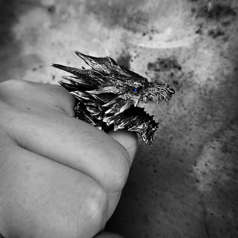 2024 retro steel dragon men's open ring men's faucet ring fashion punk ring cross-border jewelry wholesale