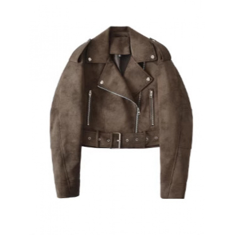 Cross-Border Women's Clothing Manufacturers Wholesale 2025 New Street Fashion Washed Versatile Faux Leather Biker Jacket