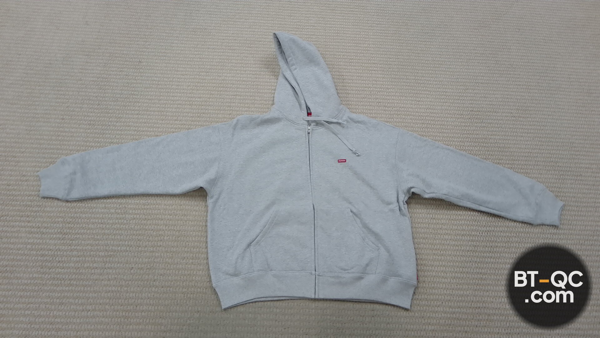 Supreme Grey Zip Hoodie QC