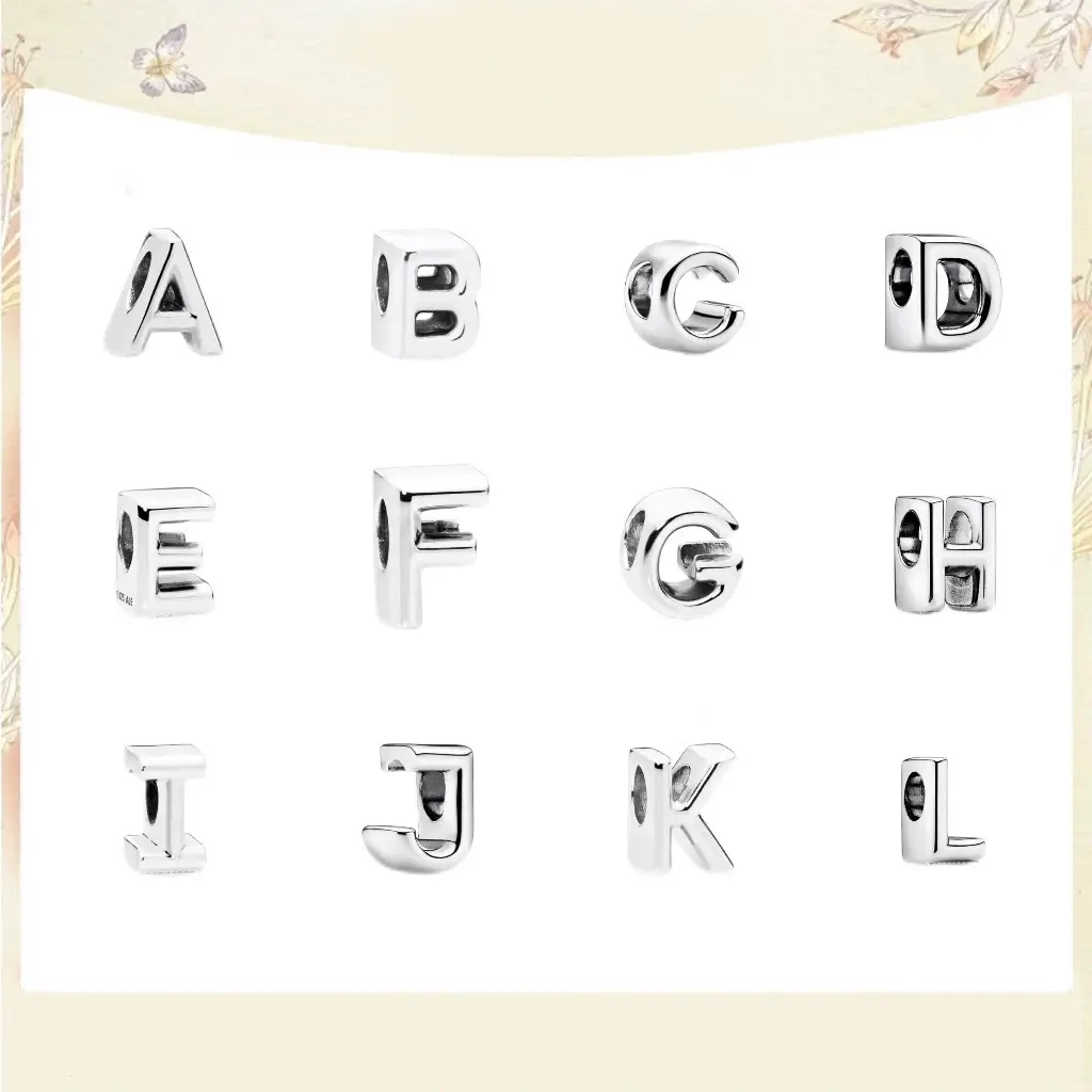 S925 Sterling Silver English Alphabet A-Z Charm Bracelet Beaded Bracelet Bead Jewelry Accessories Can Be DIY